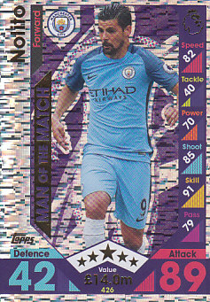 Nolito Manchester City 2016/17 Topps Match Attax Man of the Match #426